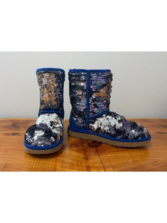 UGG Shoes - UGG Classic Short Sparkles Sequin Blue Tone Winter Boots Women's Size 7